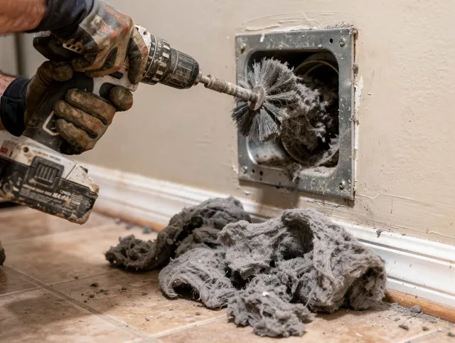 Certified Southborough Dryer Vent Cleaning technician performing dryer vent cleaning in Southborough