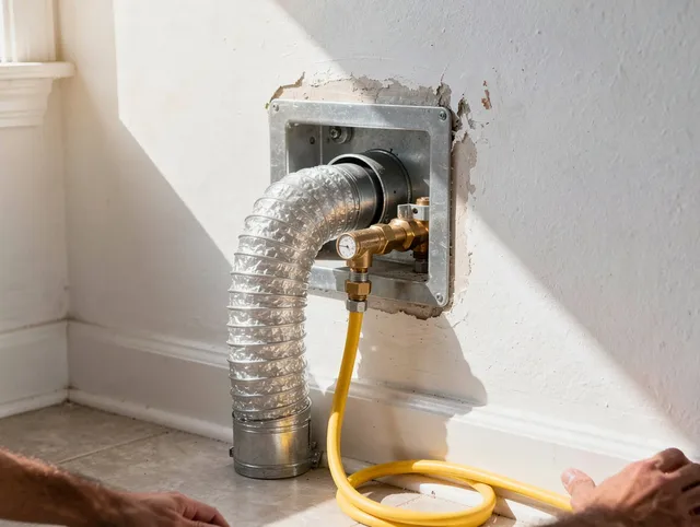 Southborough Dryer Vent Cleaning certified technician performing specialized gas dryer vent cleaning in Southborough